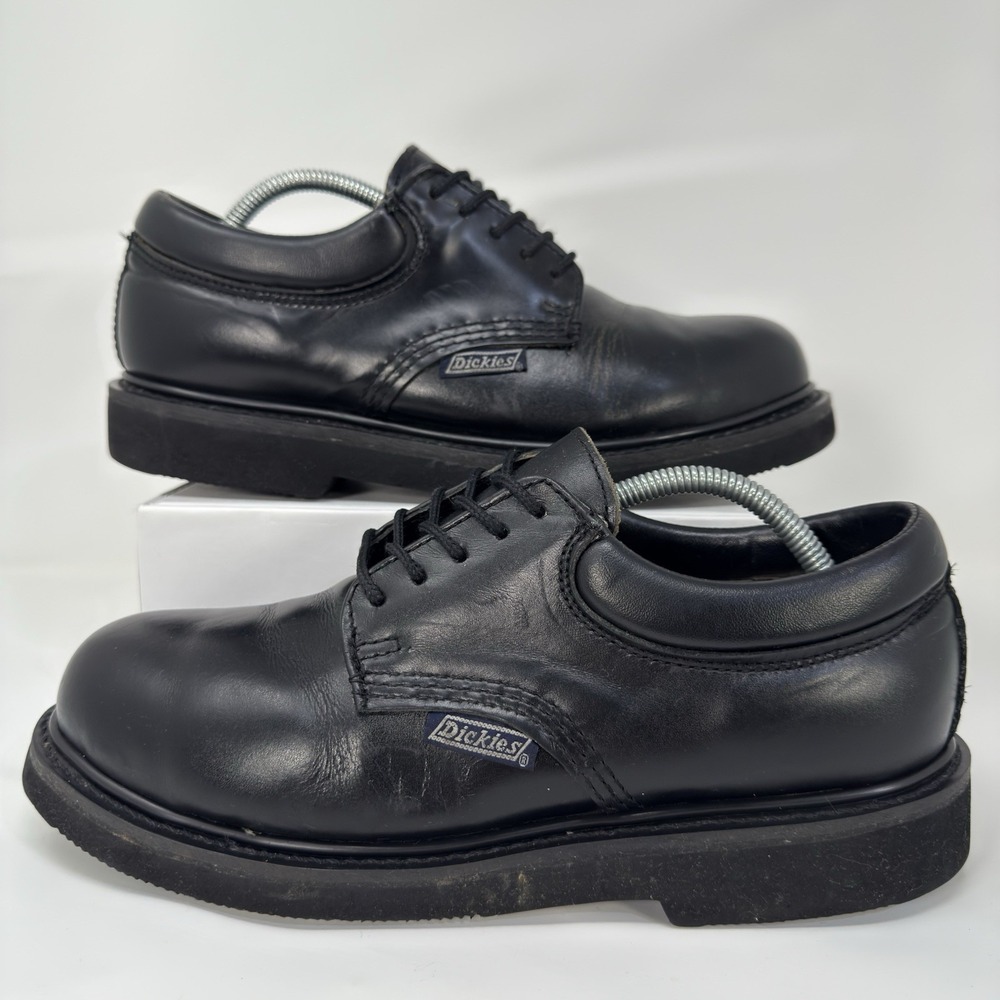 Vintage Dickies Men's Steel Toe Leather Work Shoes Size 10 Black Oxford Class 75
